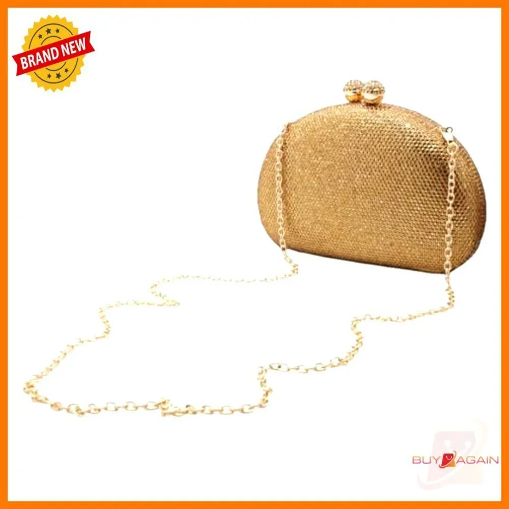 Sparkly Rhinestone Evening Clutch Shell Design Removable Strap Wedding Prom